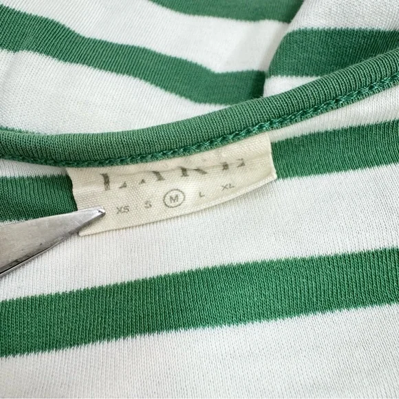 Lake Anchor Striped Pima Cotton Pajama Top Only Classic Cream Green Stripe Sz M - Picture 5 of 5